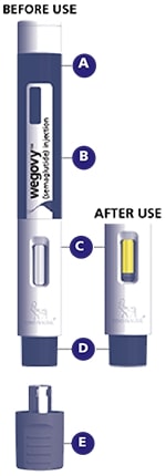 The parts of a Wegovy pen